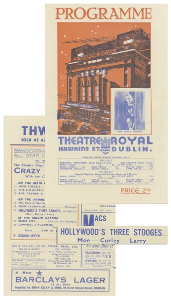 Dublin's ''Theatre Royal'' Programme Advertising The Three Stooges on Its Cover, Where They Debuted on 26 June 1939 -- 4pp. Including Covers Measures 6.25'' x 10'' Folded -- Very Good